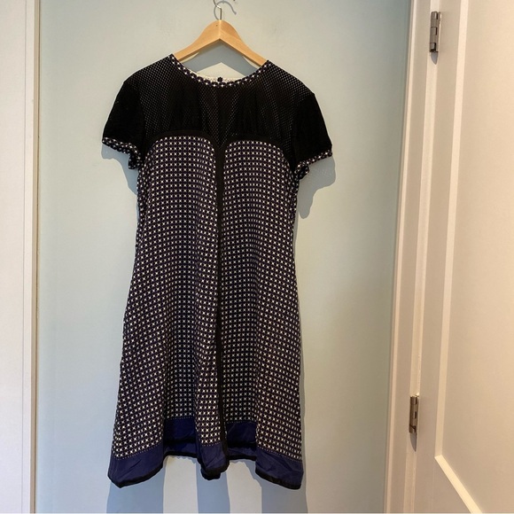 Jean Paul Gaultier silk dress with perforated detailing in black/blue colourway - Picture 2 of 9